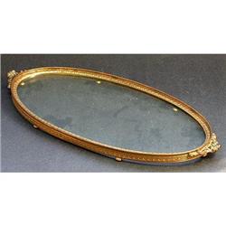 APOLLO Ornate Brass and Glass Oval Tray #2048736