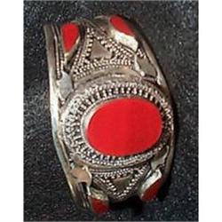 Afghan sterling silver bracelet with red #2048948