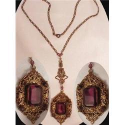 Gothic Victorian Purple jeweled Czech necklace #2049044