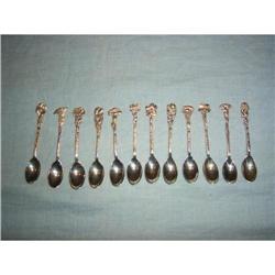 12 dutch  silver flower design mocca spoons. #2049126