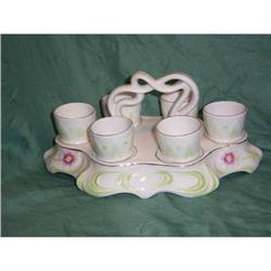6  vintage egg cups in holder  #2049127