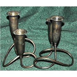 Napier Silver Modernist Candlesticks Pair  #2049171