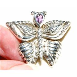 Judith Ripka Sterling Amethyst Butterfly  Pin #2049174