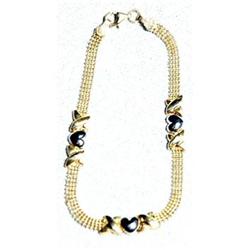 10K Yellow and White Gold Heart Bracelet  7" #2049185