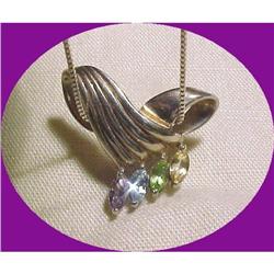 Multi Gemstone Sterling Slide Pendant Necklace #2049187