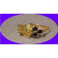 18K Gold Blue Spinel & Diamond Ring  #2049198