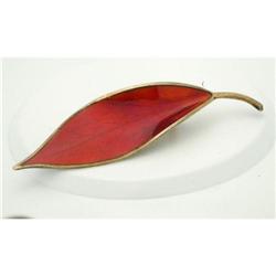 David Andersen Sterling Red  Guilloche Leaf PIN#2049207