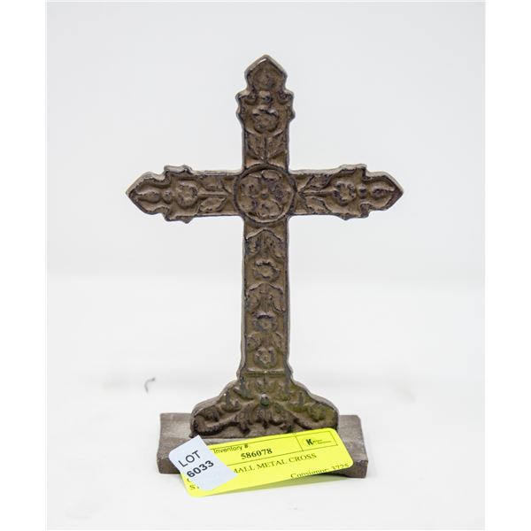 ORNATE SMALL METAL CROSS STATUE