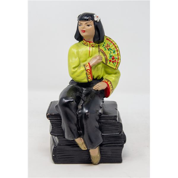 VINTAGE CHALK-WARE ASIAN STATUE 1950S