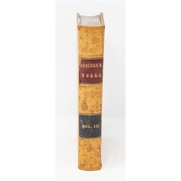 1842 WORKS OF ADDISON VOL 3 LEATHER BOUND