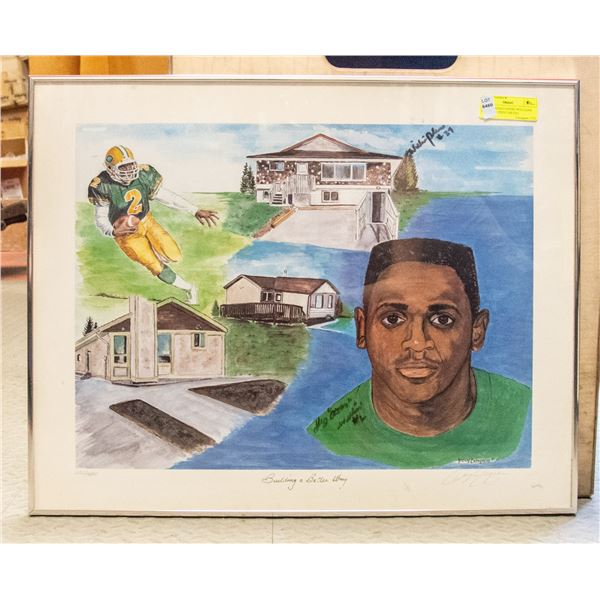 AUTOGRAPHED GIZMO WILLIAMS FOOTBALL PRINT ARTIST