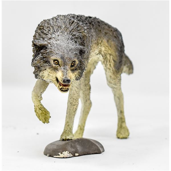 ARTIST PAINTED WOLF STATUE