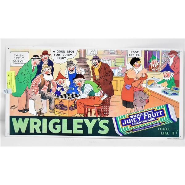 WRIGLEY'S GUM EMBOSSED METAL SIGN. ESTATE