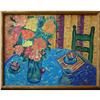 Image 1 : ORIG PAINTING STILL LIFE FLOWERS, BOWL & CHAIR #2020789