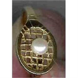 Ring 14k. Tennis Motif. Real Pearl #2021266