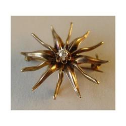 14kt Gold Diamond Star Bust Pendant Brooch  #2021530