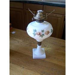 Antique Kerosene White w/Painted Flowers Glass #2036260