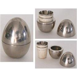 Art Deco Chrome Shot Glasses in Egg Japan 1930s#2036277