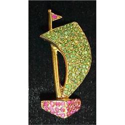 Swoboda emerald & ruby sailboat pin #2036377
