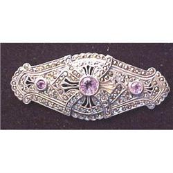 Judith Jack amethyst sterling marcascite pin #2036378