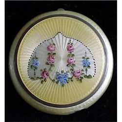 Sterling  floral enamel ladies compact #2036385