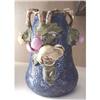 Image 1 : Amphora blue vase with applied roses #2036390