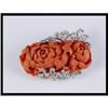18K White Gold Coral and Diamond Flower Brooch #2047373