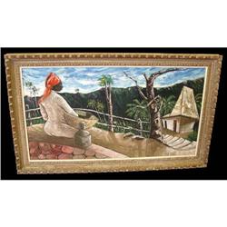 Gourgue b. 1930 Haitian Oil Painting Latin Amer#2047767