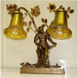 Young Shakespeare Quezal Art Glass Table Lamp #2047768