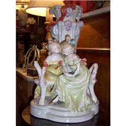 German Flower vase with girls Majolica Maiolica#2047790