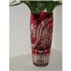 Image 1 : Large crystal vase - Cut ruby to clear #2057591