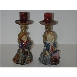 Pair of majolica figural candlesticks #2057599