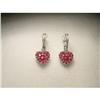 Image 1 : Rare 14K WG Ruby Diamond Heart Drop Earrings #2058074