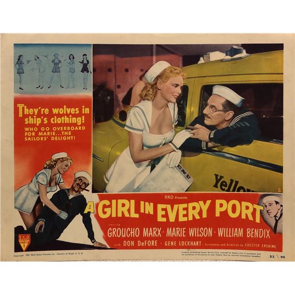A Girl in Every Port original 1952 vintage lobby card