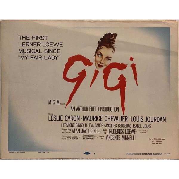 Gigi original 1958 vintage lobby card