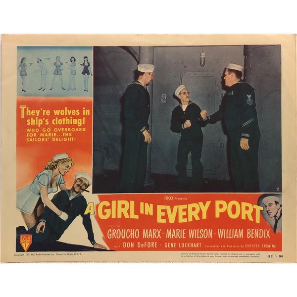 A Girl in Every Port original 1952 vintage lobby card