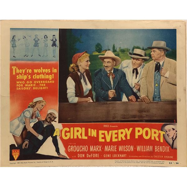 A Girl in Every Port original 1952 vintage lobby card