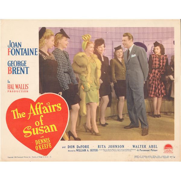 The Affairs of Susan 1945 original vintage lobby card