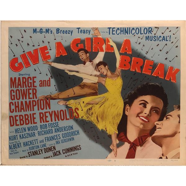 Give a Girl a Break original 1953 vintage lobby card