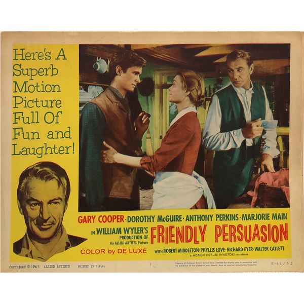 Friendly Persuasion 1961R Original Vintage Lobby Card