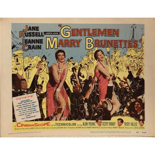 Gentlemen Marry Brunettes original 1955 vintage lobby card