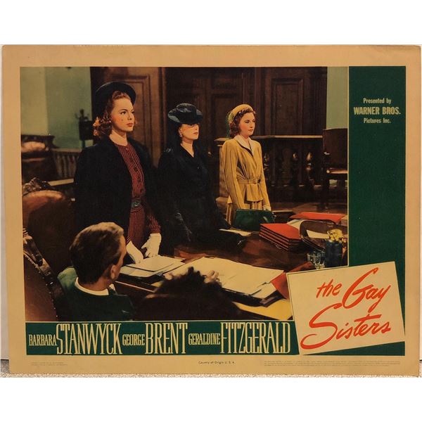 The Gay Sisters original 1942 vintage lobby card