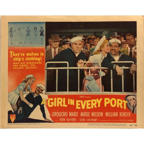 A Girl in Every Port original 1952 vintage lobby card