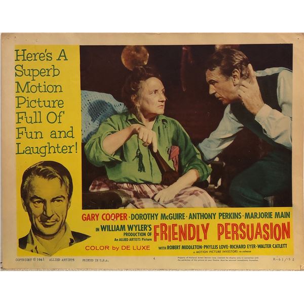 Friendly Persuasion 1961R Original Vintage Lobby Card
