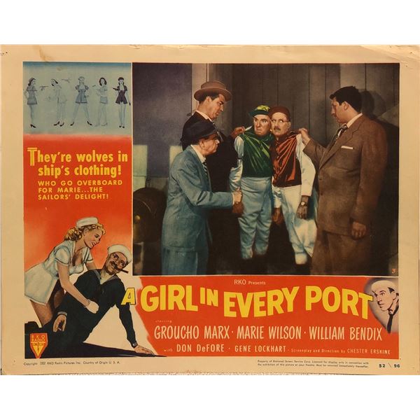 A Girl in Every Port original 1952 vintage lobby card