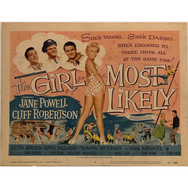 The Girl Most Likely original 1957 vintage lobby card