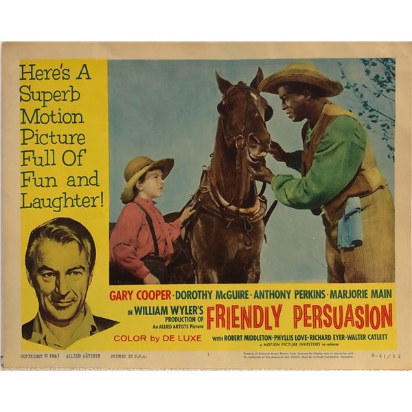 Friendly Persuasion 1961R Original Vintage Lobby Card