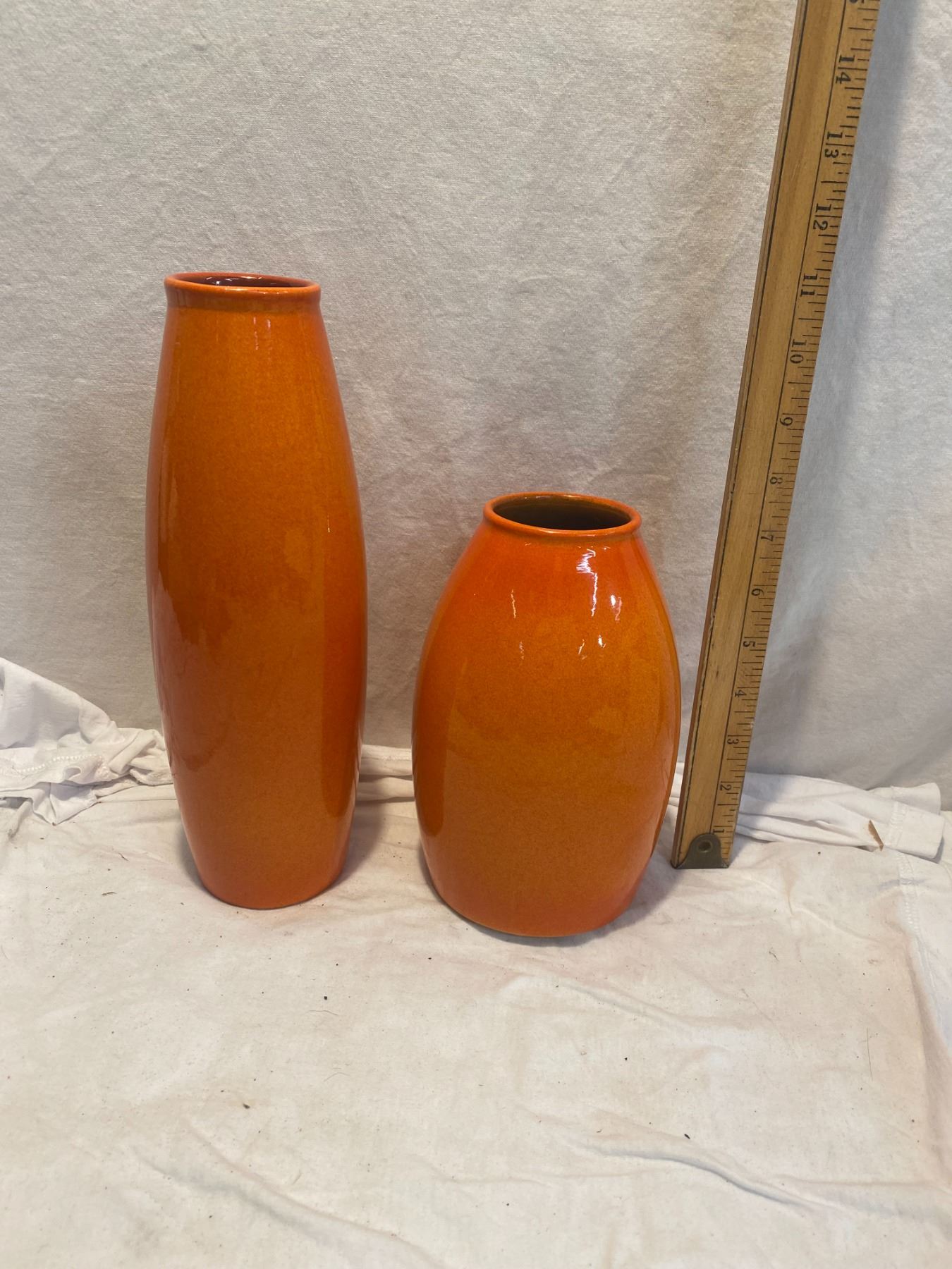 2 orange vases made in Germany