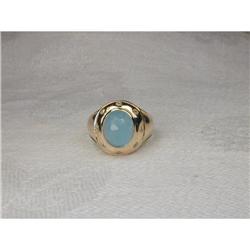 Estate 14K YG Gold Peruvian Opal Diamond Ring #2007883