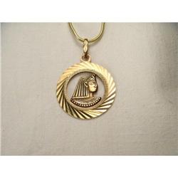 14K YG Pink Gold Egyptian Pharoah Slide Pendant#2007897